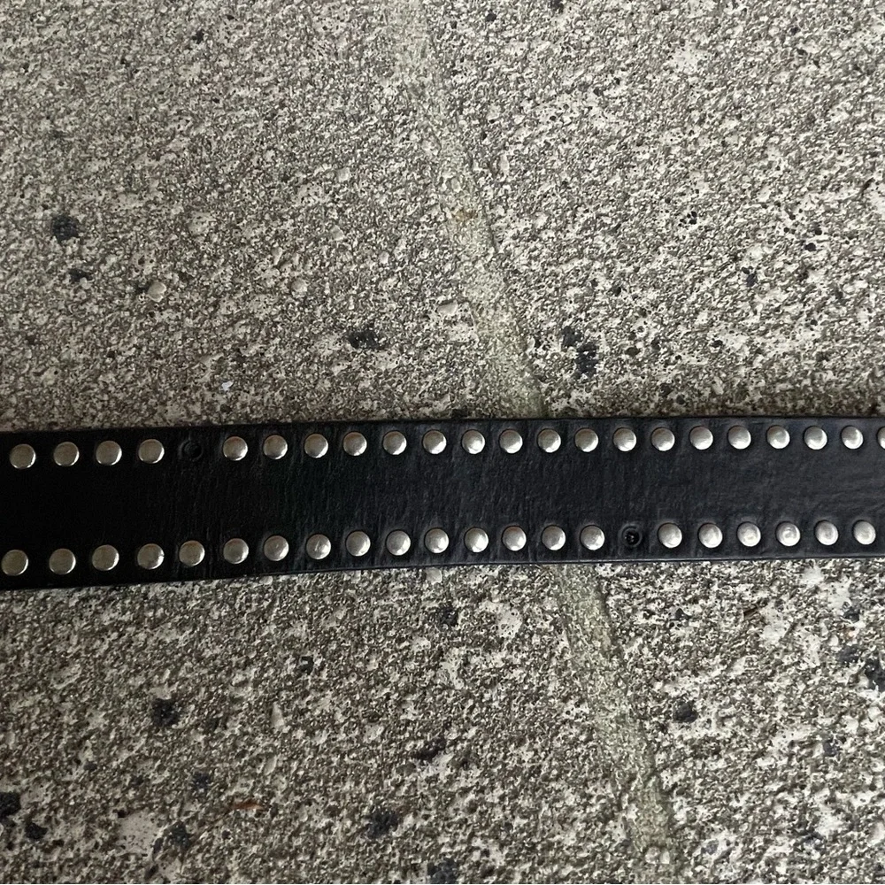 Harley-Davidson Black Leather Belt with Silver Studded Buckle Sz 36